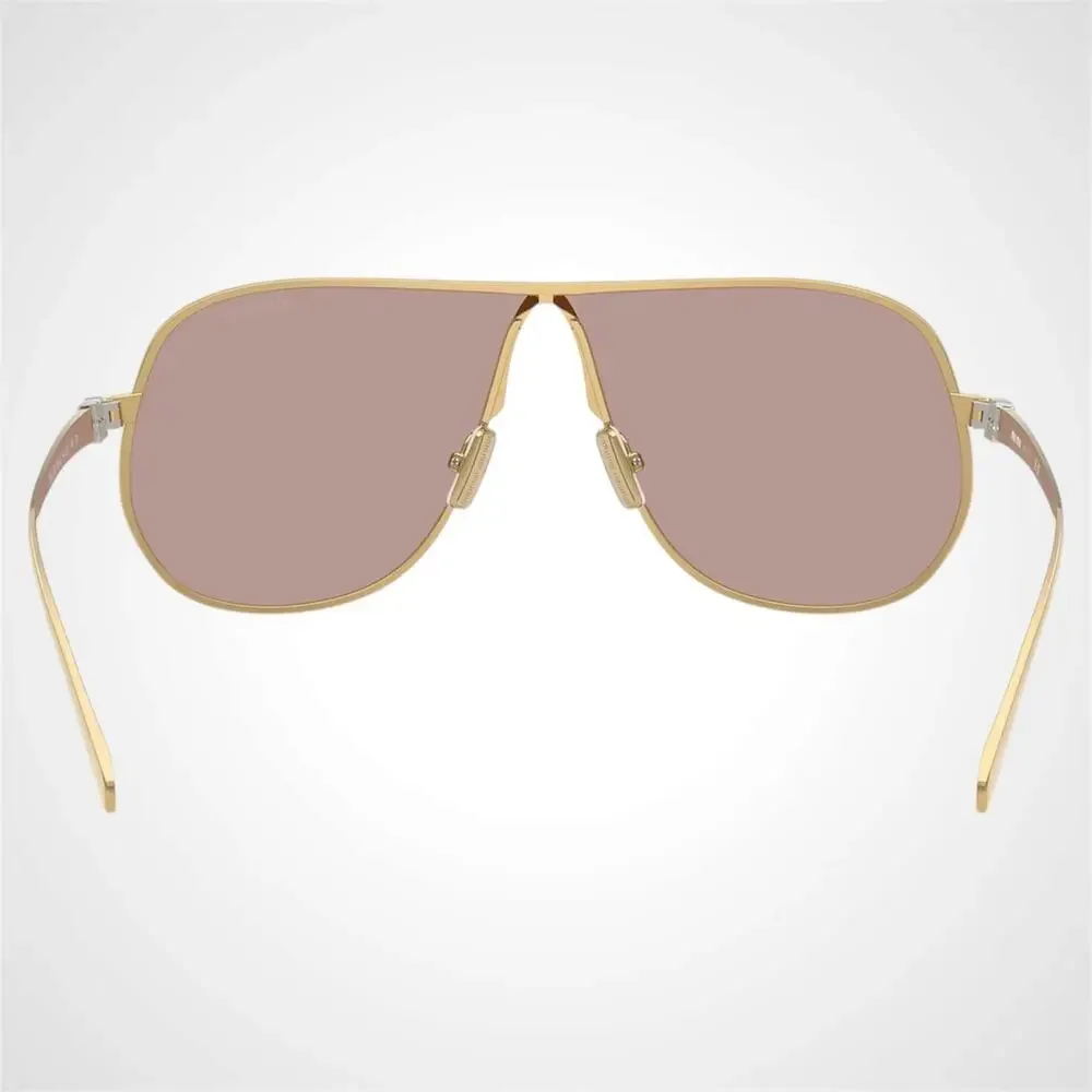 New MIU MIU Sunglasses Gold Violet Solid Lens Metal Pilot Aviator